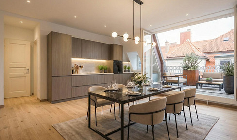 Moderne Dachterrassen-Maisonette-Wohnung mit denkmalgeschütztem Altbauflair