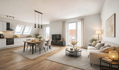 Bright 3-room attic apartment with loggia
