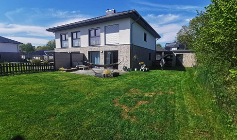 For Sale / Rent-to-Own: Detached house (one of a pair) located 7 km from the Baltic Sea, built in 2022, in Groß-Quern, Steinbergkirche.