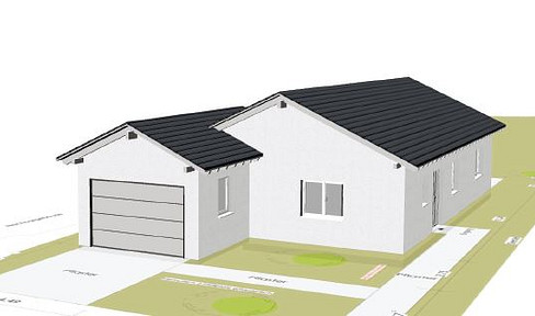 Bungalow with garage, ground floor, energy-efficient. Optional plot with project