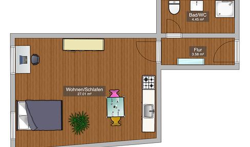 Schönes 1-Zimmer Apartment mitten in Straubing (Whg Nr. 7011)