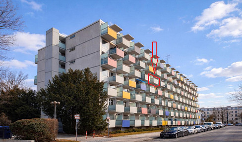 Newly renovated 1-room apartment in Bogenhausen with west-facing balcony, elevator and swimming pool