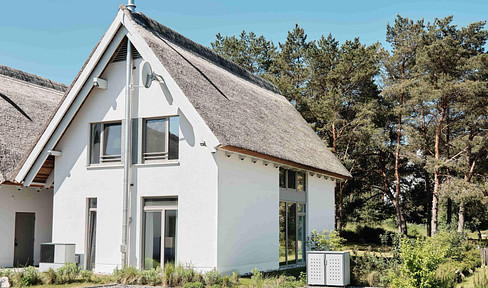 Provisionsfrei: Reetdach-Ferienhaus „Loddinperle“ in Loddin/Usedom – Sauna, A+, Wärmepumpe