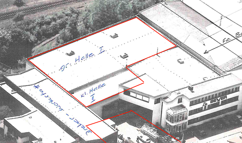 Halle Produktion 1.100 m2 | 4,7 EUR / qm | 2 x 5 t Kran | Tageslicht | beheizt | gute Anbindung