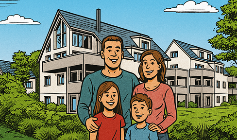 Ein Familien Unikat auf zwei Ebenen – mit Blick auf die Paar und Sonne im Herzen