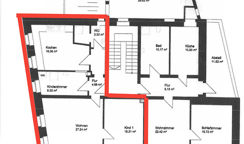 Well-designed 3-room apartment with attractive fitted kitchen and new bathroom