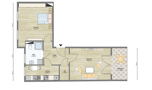 Spacious 2-room apartment on the edge of Greifswald city center