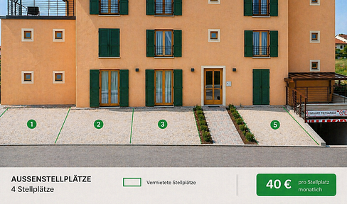 Outdoor parking spaces: €40. Garage parking spaces: €48.