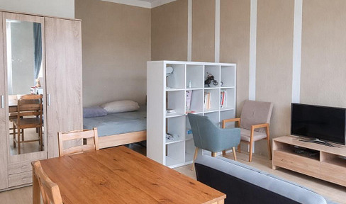 große möbilierte 1 Zimmer Wohnung mit Ausblick und Parkplatz