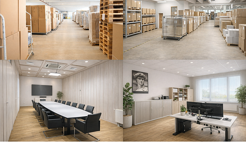 7800 sqm warehouse/production hall (divisible) with modern office