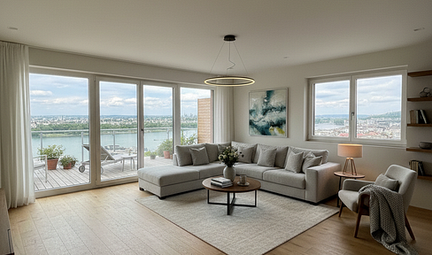 VORVERMIETUNG mit Seltenheitswert-Exklusive 3-Zimmer-Neubauwohnung mit Ausblick auf die Donau!