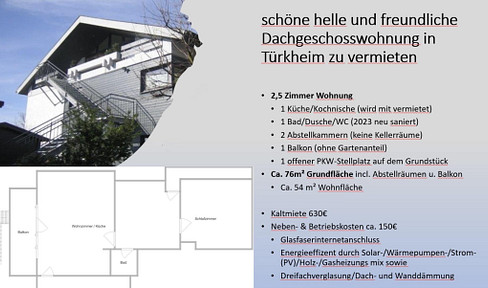 Lichtdurchflutete 2 Zimmer-Wohnung mit Balkon und Einbauküche in Türkheim