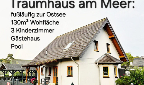 Familienfreundliches Zuhause Pool, Gästehaus, Carport, Kamin ,PV,  Ostsee