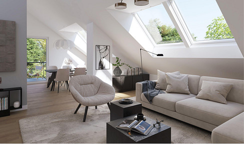 -Living with a view- NEWLY BUILT, 2.5-room attic apartment with large skylights.
