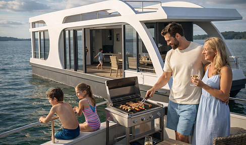 Exclusive houseboat (residential yacht) with mooring on Usedom - premium vacation property