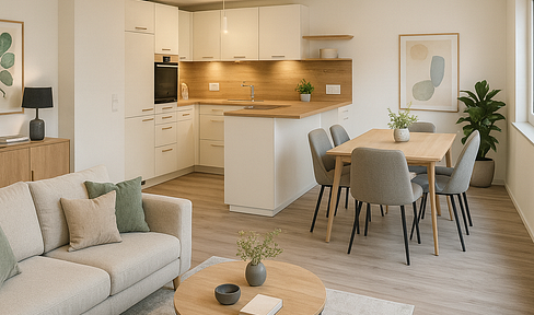 Kernsanierte Wohnung in Dorfmitte mit hochwertigem Ausbaustandard, moderner Küche und Terrasse
