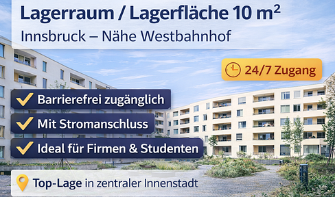 Barrier-free storage area/storage room 10 m² in Innsbruck - near Westbahnhof