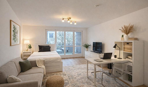 Modern, fully furnished 1.5-room apartment with balcony & parking space in a central location (Eberhardshof))