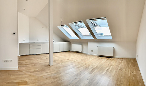 Bright attic apartment with a view.