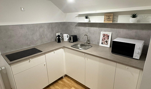 Fully furnished, newly renovated attic apartment with parking space.