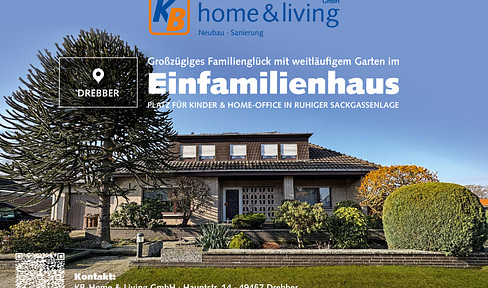 Spacious family living with a large garden in a detached house.