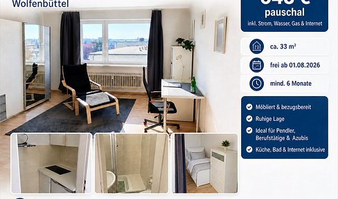 Furnished 1-room apartment in Wolfenbüttel | All-inclusive rent of €648.