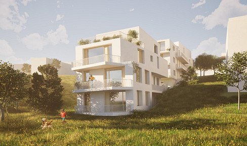 Building plot on a hillside with a beautiful view.