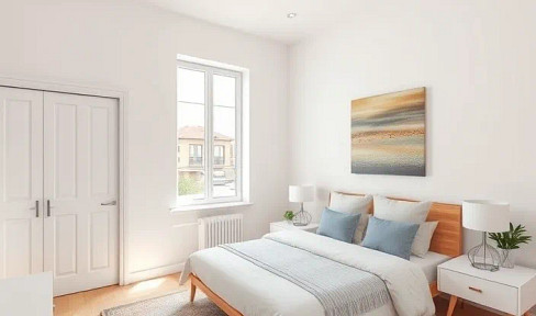 Charming 3-room apartment with fitted kitchen and balcony.