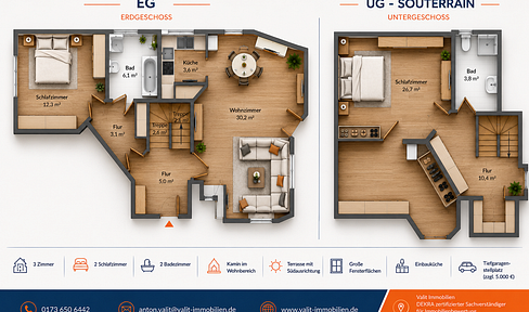 Gepflegte Maisonette Wohnung mit Kamin und sonniger Terrasse