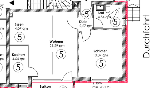 2 Zimmer EG-Wohnung mit Balkon mit Stellplatz auf dem Innenhof