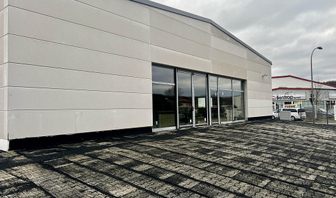 Commercial, exhibition, or storage space with a storefront, 250 square meters, plus outdoor area.