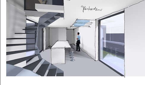 Building plot with approved preliminary building application for a detached, architect-designed house called "Small Cube."