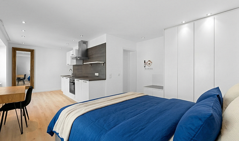 Fully furnished 1-bedroom apartment in Frankfurt-Nied, 1 minute from the S-Bahn (suburban train).