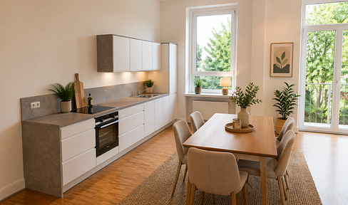 Stylish 4-room apartment with fitted kitchen, terrace, and parking space.