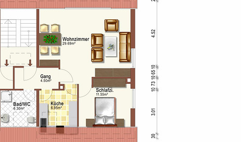 Beautifully located 2-room apartment with fitted kitchen in Niederissigheim, Bruchköbel.