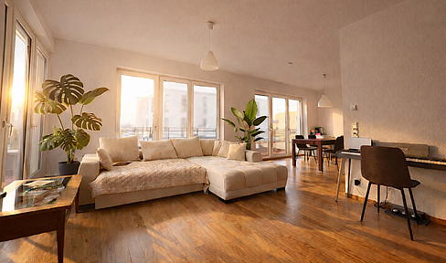 A dream apartment with a view over Frankfurt! A 4-room penthouse with 2 large terraces.