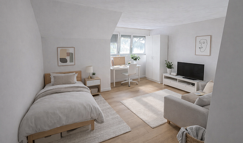 New shared apartment: Two furnished rooms, each 19 m², in a completely renovated attic apartment in the city center of Augsburg.