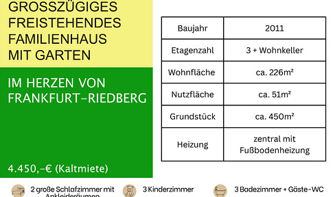 Detached family home available for long-term rental in Frankfurt-Riedberg.