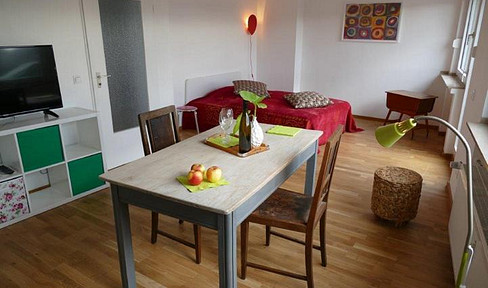 möbl. Terrassen-Apartment,mit Wohnküche. TH+FH+Flughafen+Zentrum gut erreichbar.