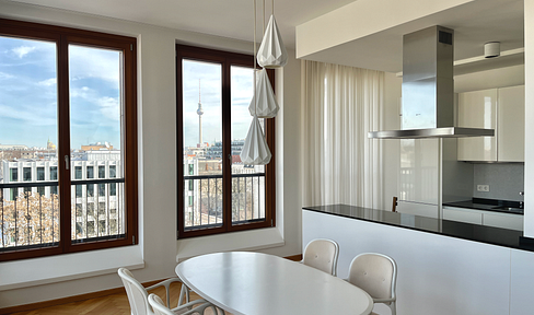 Furnished penthouse apartment with stunning views over Berlin-Mitte.