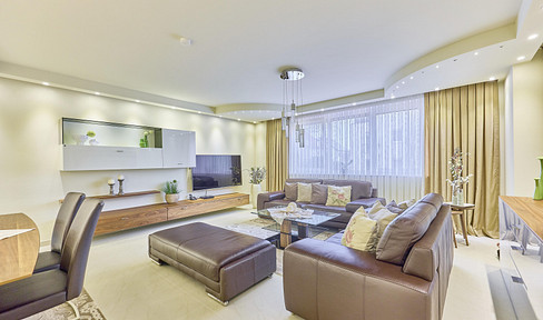 Spacious living with a garden, spread across two levels.