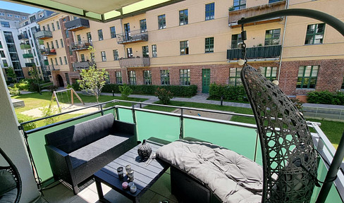 New apartment with a south-facing balcony, located in a high-rise building on the S-Bahn (suburban train) line, energy efficiency class A, and featuring modern design elements.