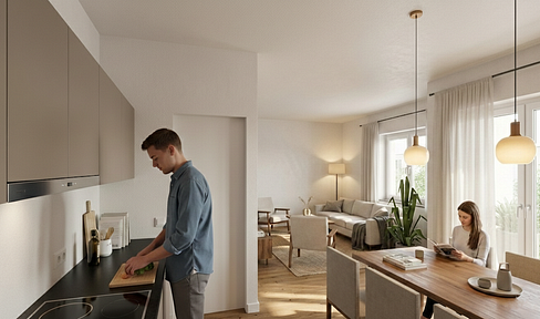 Arrive and feel at home: Brand new 2-room apartment, available for the first time, with a balcony and parking space.