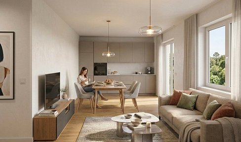 Arrive and feel at home: Brand new construction, first occupancy, with balcony and parking space.