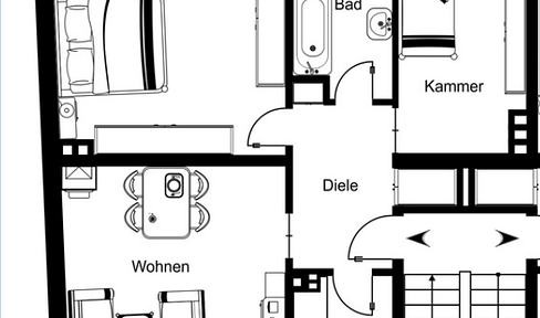 3,5-Zimmer-Wohnung mit Balkon-Tageslichtbad–nur 150m von der Universität entfernt