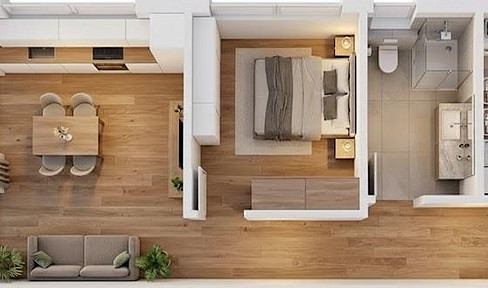 Exclusive new construction apartment: High-quality 2-room apartment with fitted kitchen in a sustainable wooden house.