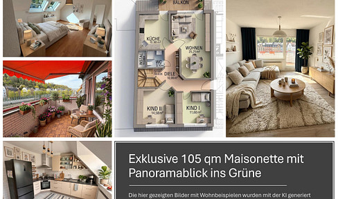Exklusive 105 qm Maisonette mit Panoramablick ins Grüne