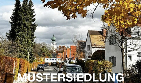 Ohne Makler: naturnahes Reihenhaus München, MUSTERSIEDLUNG Gartenschau: ruhig, grün, zentral