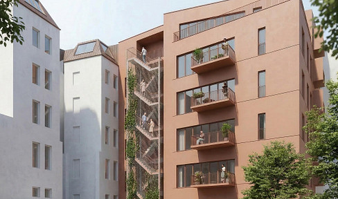 Building complex near Charlottenburg Palace, featuring over 100 square meters of communal space on the roof.