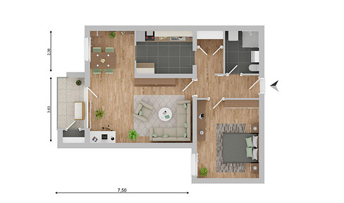 Attractive and quiet 2-room apartment in Harrislee with a balcony.